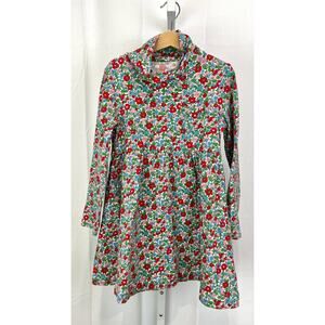 BODEN Girls  7 8 Roll Neck Super Soft Dress Long Sleeve Floral Cotton Multicolor